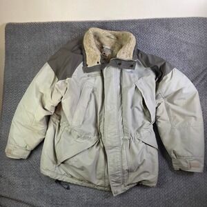 Columbia Mens Large Insulated Winter Jacket Fleece Lined Collar Gray Cold Weathe